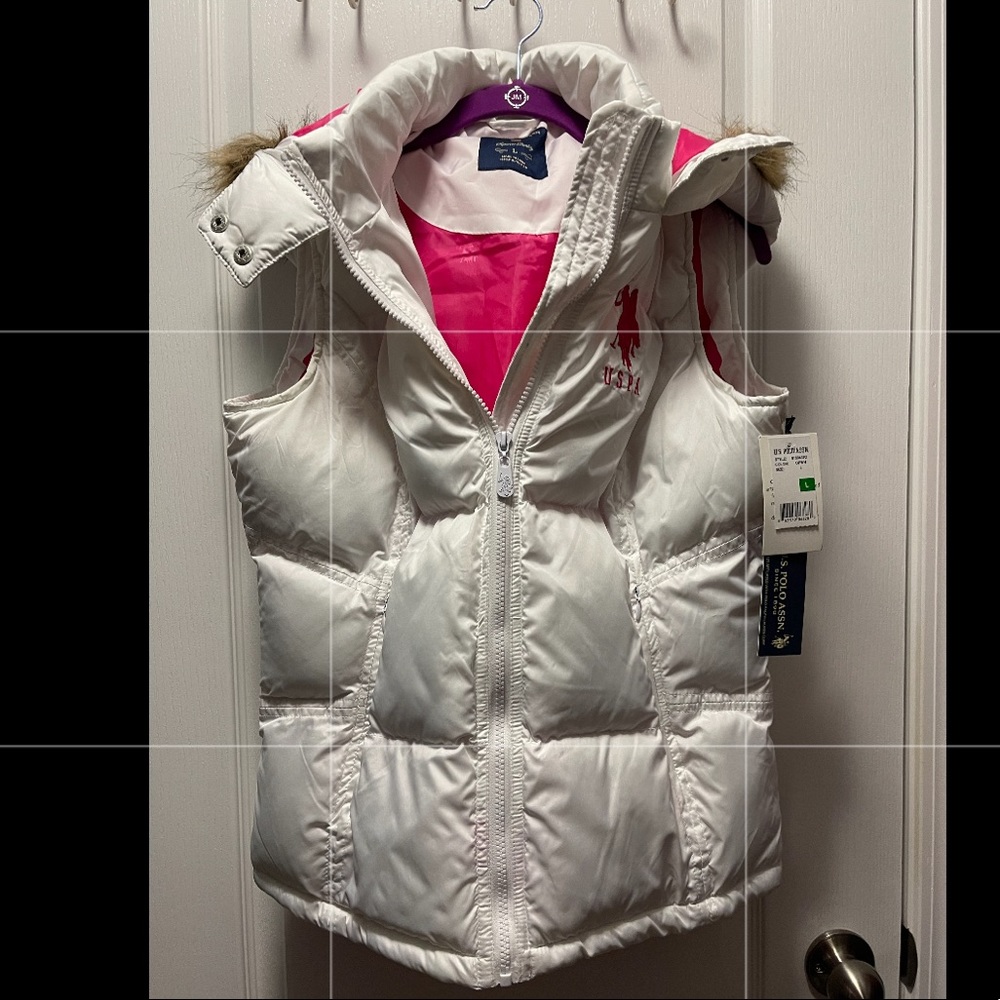 U.S. Polo Assn Sleeveless Zipper Hooded Jacket size L